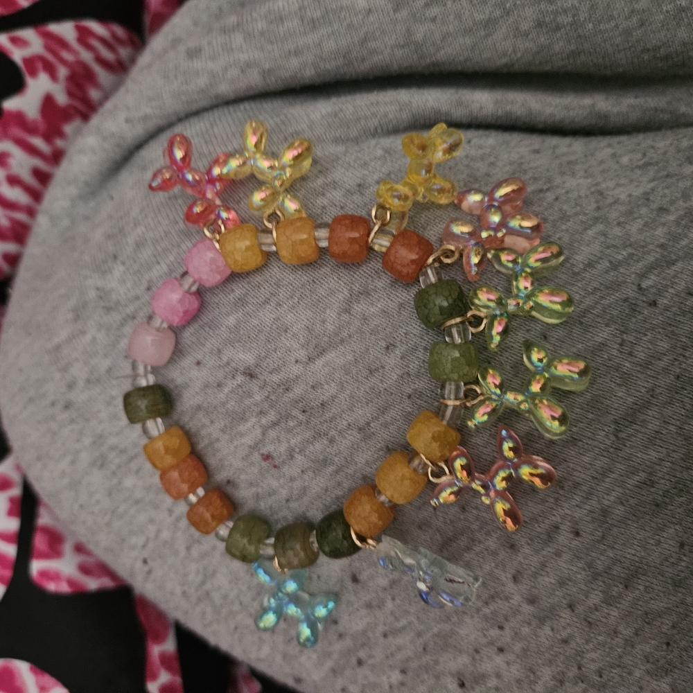 Whimsical Pink and Orange Charm Bracelet